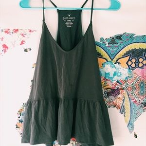 gray/dark green AE babydoll tank